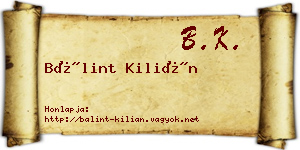 Bálint Kilián névjegykártya